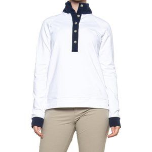 Renwick Golf NWT Women's White & Navy Flag Button Mock Jacket